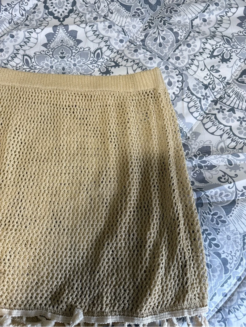 Beige Crochet Cover-Up Skirt